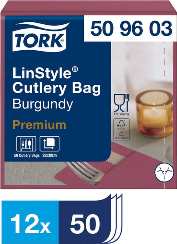Pochette Tork LinStyle® 1-laags 50st duurzaam bordeaux 509603