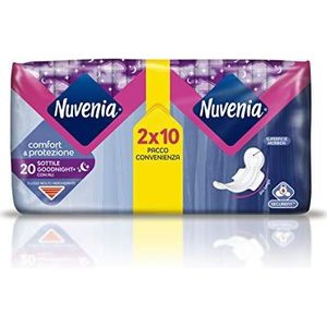Nuvenia - Dunne nachtkleding met vleugels - Zacht oppervlak en geurcontrole - Verpakking met 20 maandverband