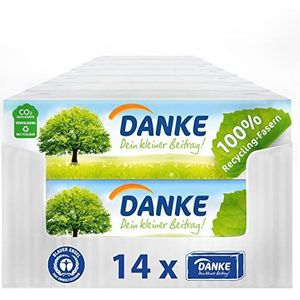Danke Mouchoirs 4 plis – 210 paquets de 14 x 15 mouchoirs en papier dans un pack souple – Respectueux de l'environnement, en papier 100% recyclé, testé dermatologiquement