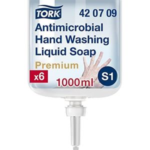 Tork Antimicrobiële Vloeibare Handzeep S1, Dermatologisch getest, 6 x 1.000 ml, 420709