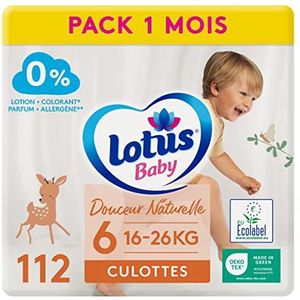 Lotus Baby Douceur Naturel - slipjes maat 6 (16-26 kg), pak 1 maand, 112 broekjes