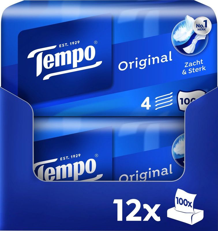 Tempo tissues - Original - Voordeelbox - 12 x 100 stuks = 1200 zakdoekjes