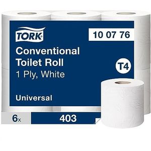 Toiletpapier - Wit - 6 Rollen - 403 Vellen Per Rol - 1 Laag