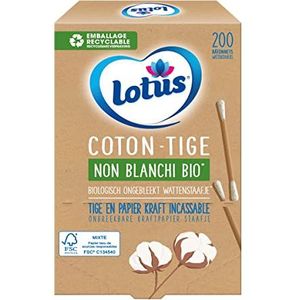 Lotus Biologisch ongebleekt papier en katoenen wattenstaafjes - doos met 200 stokjes