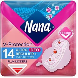 Nana Ultra Regular Plus Deo maandverband met vleugels, matige stroom, 14 handdoeken in één zak