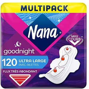Nana Ultra Goodnight Large hygiënische servetten met oogjes, zeer rijk, 120 servetten in enkele zak