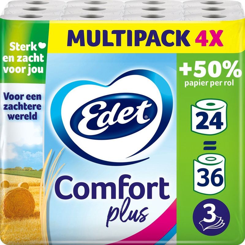 Edet - Comfort Plus - Toiletpapier - Stro - 3-Laags - 6 Rollen