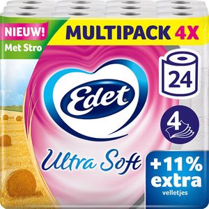 Edet Ultra Soft Toiletpapier met stro - 4-laags - 24 rollen - 11% extra velletjes - voordeelverpakking