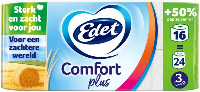 Edet - Comfort Plus - Toiletpapier - 16 Rollen - 3-laags - Zacht en Sterk