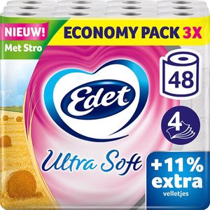 Edet Ultra Soft Toiletpapier - 4-laags - 48 rollen - 11% extra velletjes - Voordeelverpakking