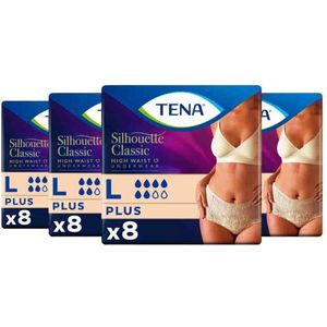 TENA - Silhouette Classic Plus - Incontinentieondergoed - Crème - Hoge Taille - Large - 8 stuks