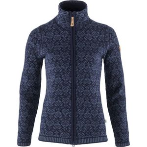 Fjällräven - Snow Cardigan - Vest - Dark Navy - Jacquard Gebreid - Dames