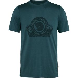 Fjällräven Abisko Wool Classic SS M Herren T-Shirt (Dunkelblau L Größe) Laufbekleidung