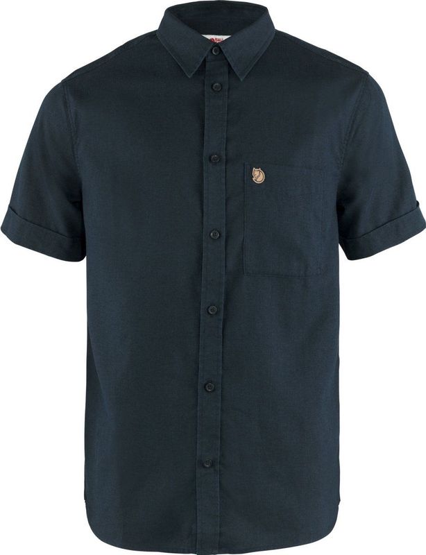Fjällräven - Övik Travel Shirt S/S - Overhemd - Blauw - 55% Hennep, 45% Polyester