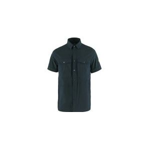 Fjällräven - Abisko Trekking Shirt S/S - Overhemd - Zwart/Blauw - 84% Polyester, 16% Elastaan