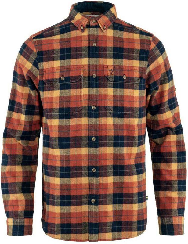 Fjällräven - Singi Heavy Flannel Shirt M - Autumn leaf-dark navy - Outdoor Kleding - Overhemd lange mouw