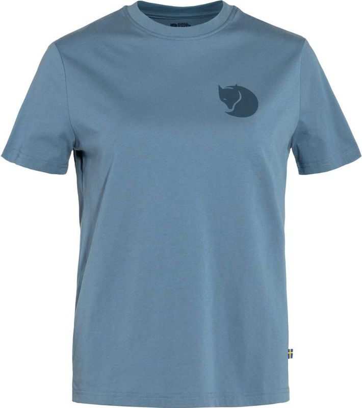 FJALLRAVEN - Fox Boxy Logo Tee W - T-shirt - Blauw - Korte Mouwen - Dames
