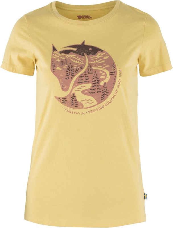 Fjallraven 89849-133 Arctic Fox Print T-Shirt W T-Shirt Dames Maïs Geel Maat L, Maïs Geel, L