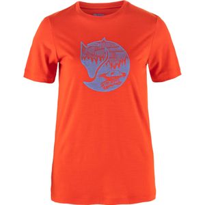 Fjall Raven - Abisko Wool Fox SS W Flame Orange Ultramarine voor Dames van Wol - Maat S - Oranje