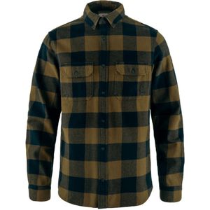 FJALLRAVEN 82978-265-555 Övik Heavy Flannel Shirt M T-Shirt Heren Wood Brown-Dark Navy Maat S, Houtbruin, donker marineblauw, S