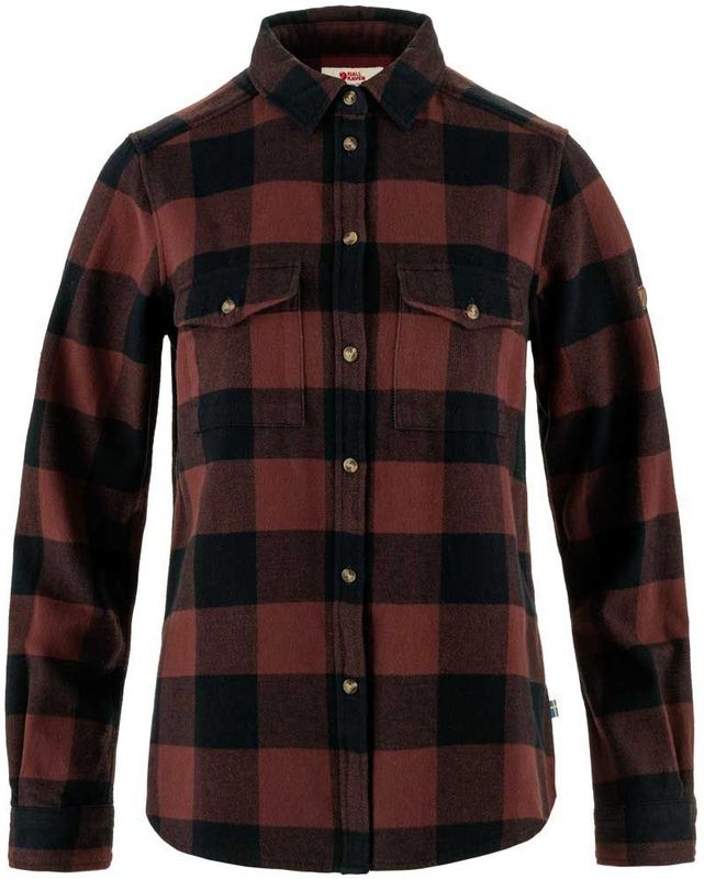 Fjällräven - Övik Heavy Flannel Shirt - Blouse - Dark Navy Maroon