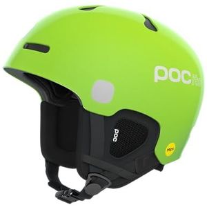 POC POCito Auric Cut MIPS - Veilige ski- en snowboardhelm voor kinderen met LED-paneel, fluorescerend geel/groen, M-L (55-58 cm)