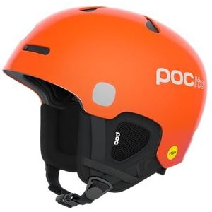 POC POCito Auric Cut MIPS - veilige ski- en snowboardhelm voor kinderen met ledpaneel, fluorescerend oranje, M-L (55-58 cm)