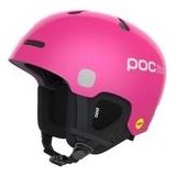 POC POCito Auric Cut MIPS - veilige ski- en snowboardhelm voor kinderen met ledpaneel, fluorescerend roze, M-L (55-58 cm)