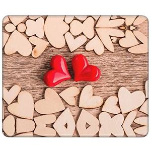 Rood Romantic of Hearts bedrukte muismat met antislip rubberen basis gaming muismat voor draadloze muiscomputers laptop kantoor 25,9 x 21 cm