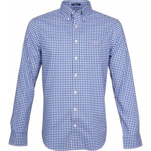 Gant - Gingham Overhemd - Blauw Ruit - 100% Katoen - Regular-fit