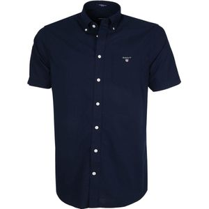 Gant - Casual Overhemd - Donkerblauw - Katoen - Korte Mouwen
