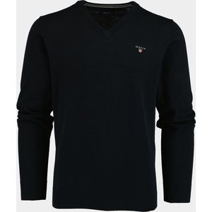 Gant - Pullover - Blauw - Katoen - V-Hals