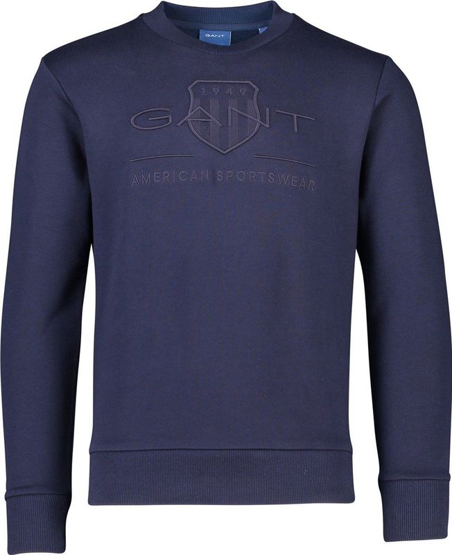 GANT - Casual Sweatshirt - Marineblauw - 100% Katoen - Lange Mouwen