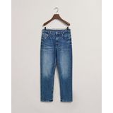 Jeans - Hoge Taille - Smal Toelopende Pijpen - Verkorte Lengte