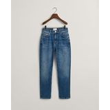 GANT Dames Cropped Slim Jeans, Dark Blue Broken IN, standaard, Dark Blue Broken in, 25W