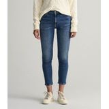 GANT Dames Cropped Slim Jeans, Dark Blue Broken IN, standaard, Dark Blue Broken in, 25W
