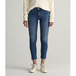 GANT Dames Cropped Slim Jeans, Dark Blue Broken IN, standaard, Dark Blue Broken in, 25W
