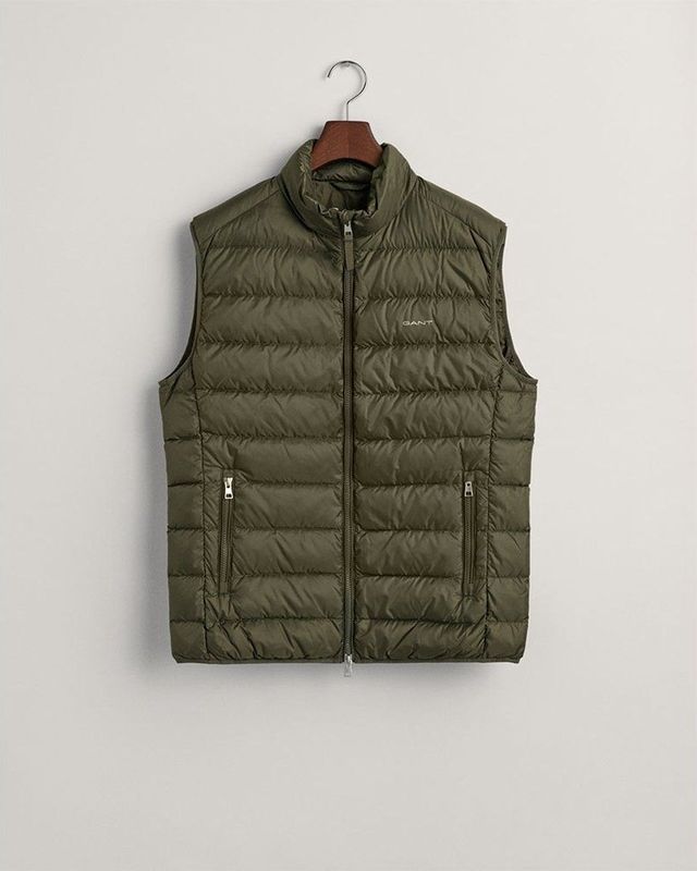 Gant - Light Down - Vest - Zwart - Waterafstotend, 100% Gerecycled Polyester, 100% Gecertificeerd Dons