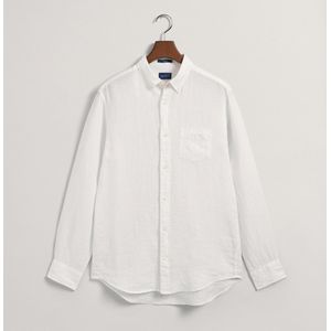 Gant Overhemd - Effen Wit - Normale Fit - Linnen