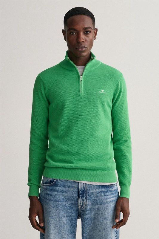 Gant - Effen Pullover - Groen - Katoen