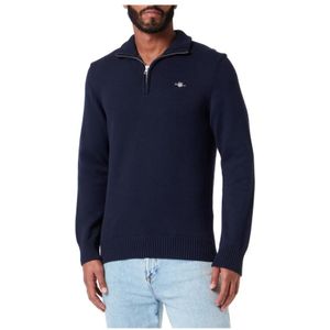 GANT - Cotton Half Zip - Trui - Evening Blue