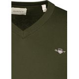 GANT - Classic V-hals Trui - Katoen - Blauw