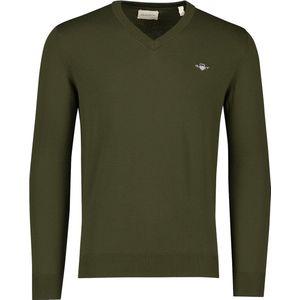 GANT - Classic V-hals Trui - Katoen - Blauw