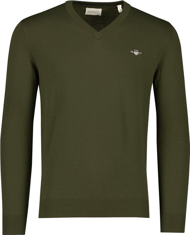 GANT - Classic V-hals Trui - Katoen - Blauw