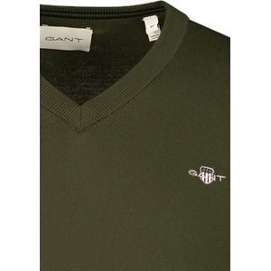 GANT - Classic V-hals Trui - Katoen - Blauw