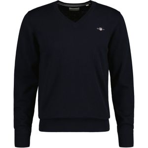 GANT - Cotton V-Neck - Trui - Evening Blue - 100% Katoen - Regular Fit