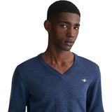 GANT - Classic Cotton V-Neck - Trui - Dark Jeansblue Melange