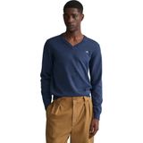 GANT - Classic Cotton V-Neck - Trui - Dark Jeansblue Melange
