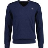 GANT - Classic Cotton V-Neck - Trui - Dark Jeansblue Melange