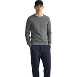 Gant - COTTON PIQUE C-NECK - Trui - Donkergrijs - Met Logoborduursel op Borsthoogte